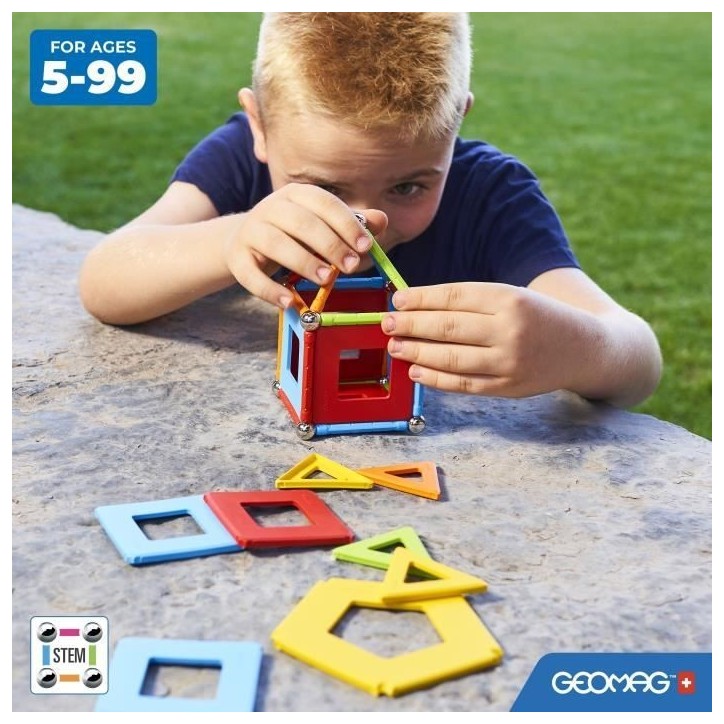 Jeu de construction magnétique - GEOMAG - Supercolor Panels Recycled 52 pieces - Jouet éducatif - 3D - Durable