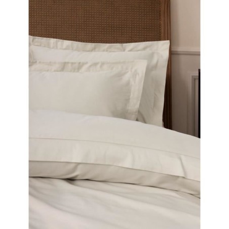 Parure de lit - 1 housse de couette 220 x 240 cm + 2 taies d'oreiller 60 x 60 cm - Satiné 100% coton - Beige
