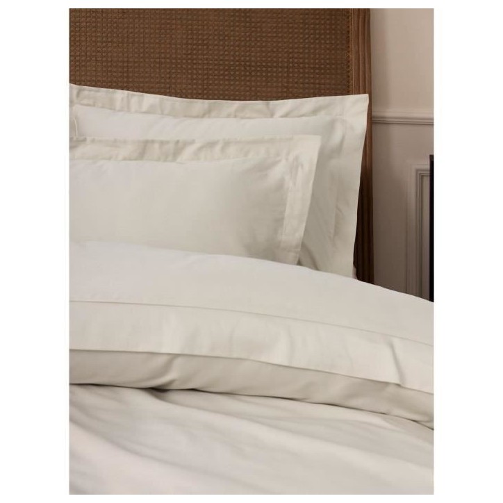 Parure de lit - 1 housse de couette 220 x 240 cm + 2 taies d'oreiller 60 x 60 cm - Satiné 100% coton - Beige