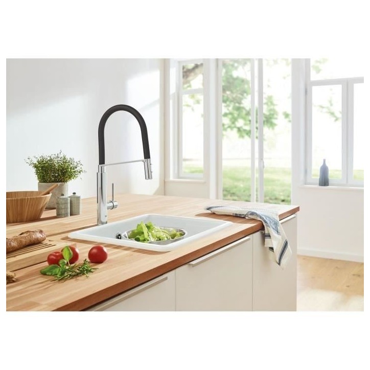 GROHE Mitigeur évier Concetto 31491000 - Bec orientable professionnel - Rotation 360° - Limiteur de température et de débit