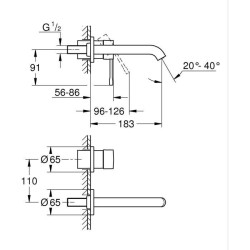 Mitigeur lavabo mural - GROHE - Essence - 2 trous - Taille M - Finitio
