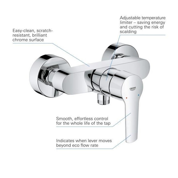 Mitigeur monocommande Douche Start - GROHE - montage mural - raccord fileté 1/2 - chromé Mitigeur monocommande Douche Start - GROHE - montage mural - raccord fileté 1/2 - chromé
