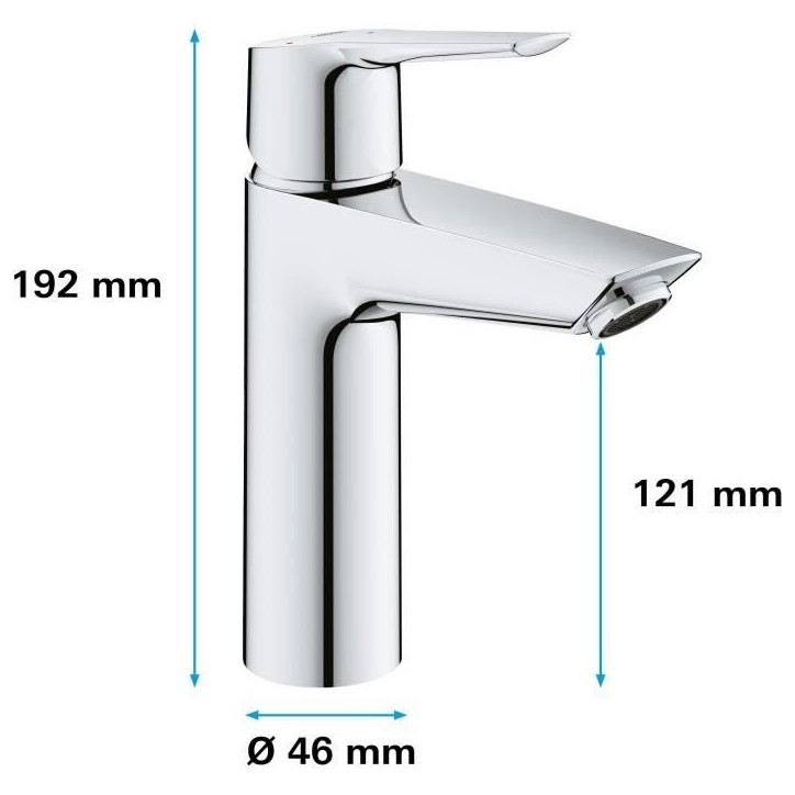 Mitigeur monocommande Lavabo GROHE - Taille M - Economie d'eau - Chromé Mitigeur monocommande Lavabo GROHE - Taille M - Economie d'eau - Chromé