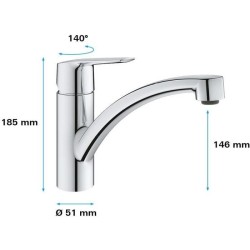 GROHE QUICKFIX Robinet de cuisine monocommande Evier Start Chromé 311
