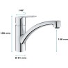 GROHE QUICKFIX Robinet de cuisine monocommande Evier Start Chromé 311 GROHE QUICKFIX Robinet de cuisine monocommande Evier Start Chromé 311