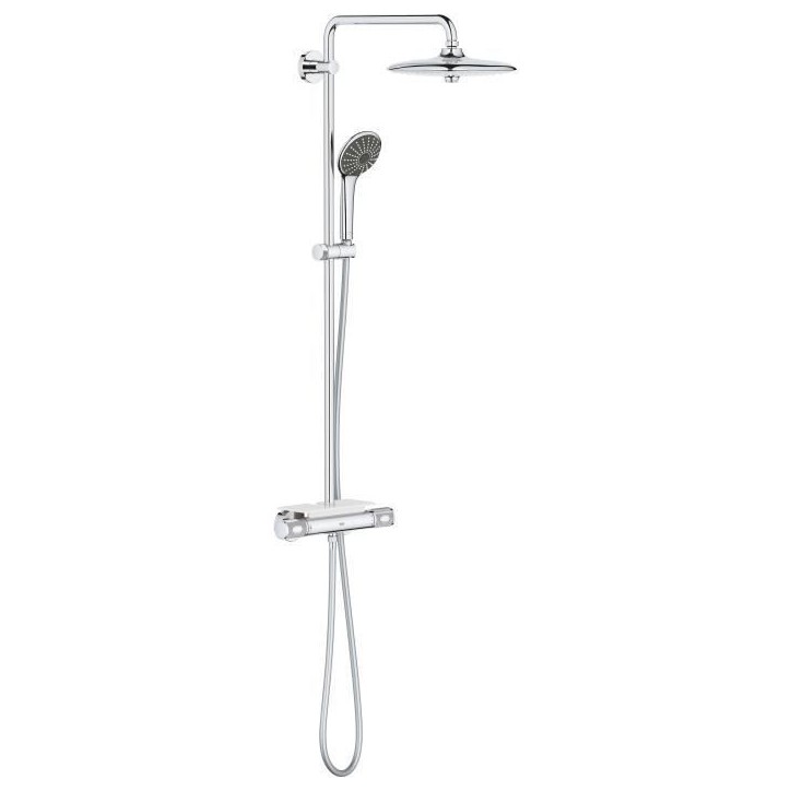 GROHE Colonne de douche mitigeur thermostatique Vitalio Joy 260, tete de douche 260mm, douchette 3 jets, chromé, 26403002