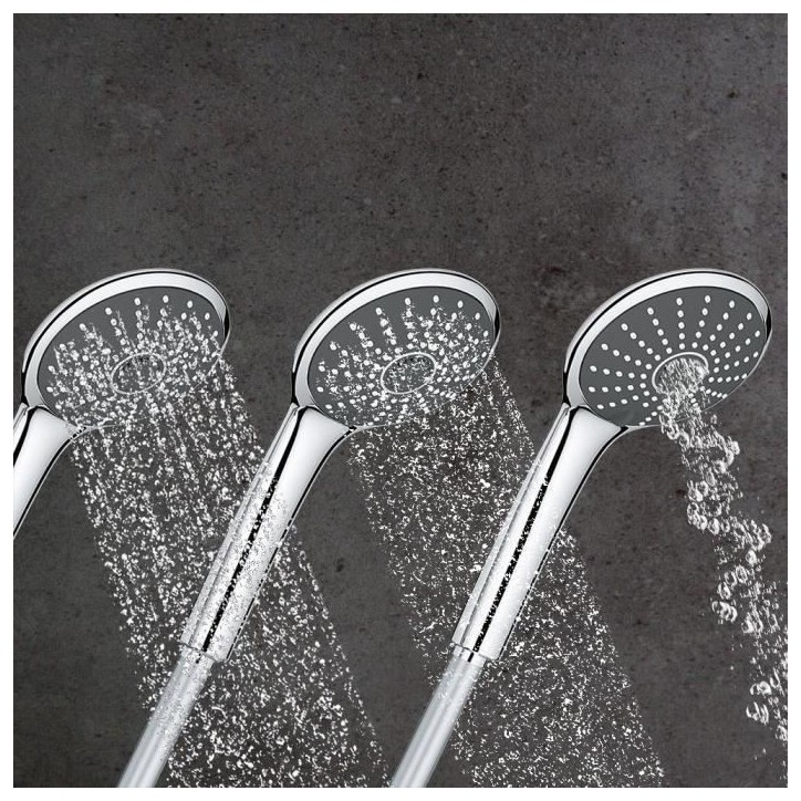GROHE Colonne de douche mitigeur thermostatique Vitalio Joy 260, tete de douche 260mm, douchette 3 jets, chromé, 26403002