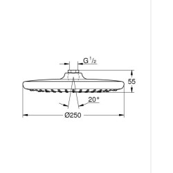 Douche de tete ronde - GROHE Vitalio Start 250 - 1 jet - 250 mm - Chromé - Economie d'eau - Débit d'eau uniforme - 26815000