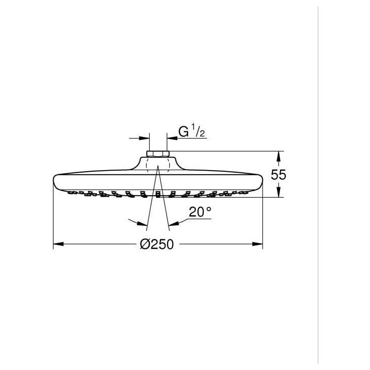 Douche de tete ronde - GROHE Vitalio Start 250 - 1 jet - 250 mm - Chromé - Economie d'eau - Débit d'eau uniforme - 26815000