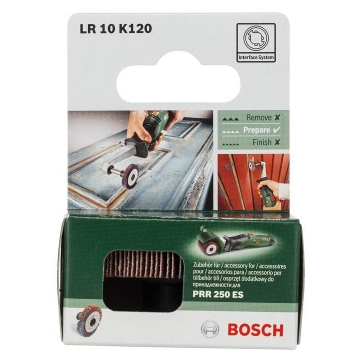 Rouleau a lamelles Bosch - PRR / TEXORO - 10mm Grain 120 - Ponçage bois, métal et matiere synthétique