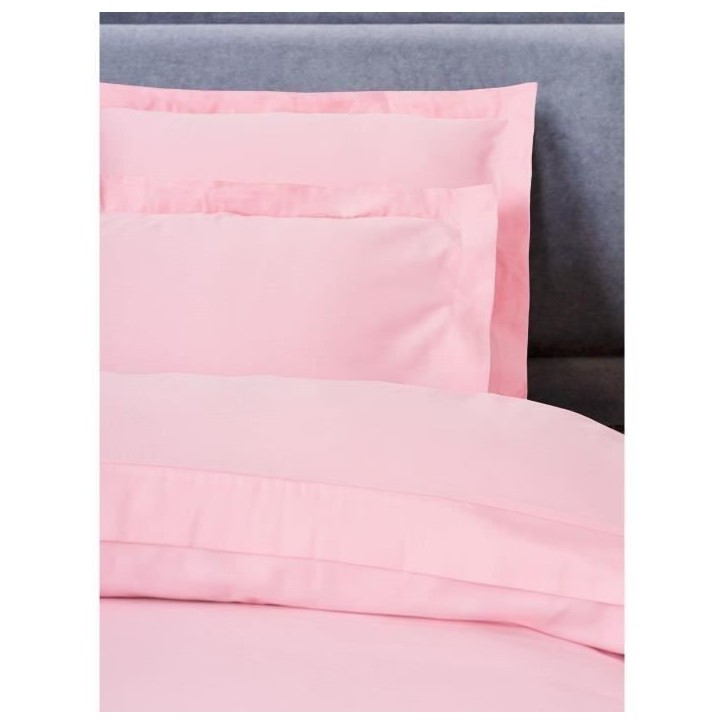 Parure de lit - 1 housse de couette 220 x 240 cm + 2 taies d'oreiller 60 x 60 cm - Satiné 100% coton - Rose