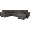 Canapé d'angle panoramique convertible réversible - Tissu Gris - L 3 Canapé d'angle panoramique convertible réversible - Tissu Gris - L 3