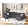 Canapé d'angle panoramique convertible réversible - Tissu Gris - L 3 Canapé d'angle panoramique convertible réversible - Tissu Gris - L 3