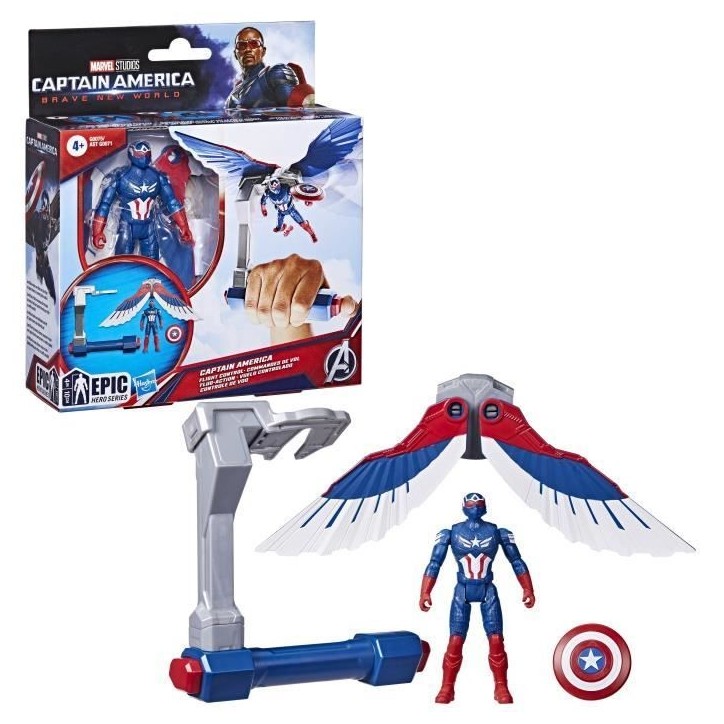 Figurine Captain America Commandes de vol, Marvel Epic Hero Series Captain America: Brave New World, des 4 ans Figurine Captain America Commandes de vol, Marvel Epic Hero Series Captain America: Brave New World, des 4 ans