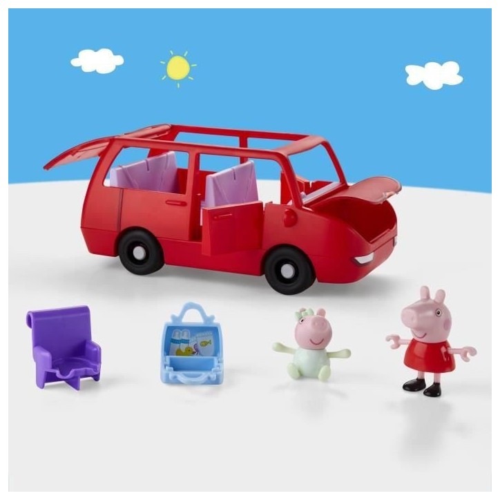 Peppa Pig La grande voiture familiale, coffret avec véhicule et 2 figurines, a partir de 3 ans