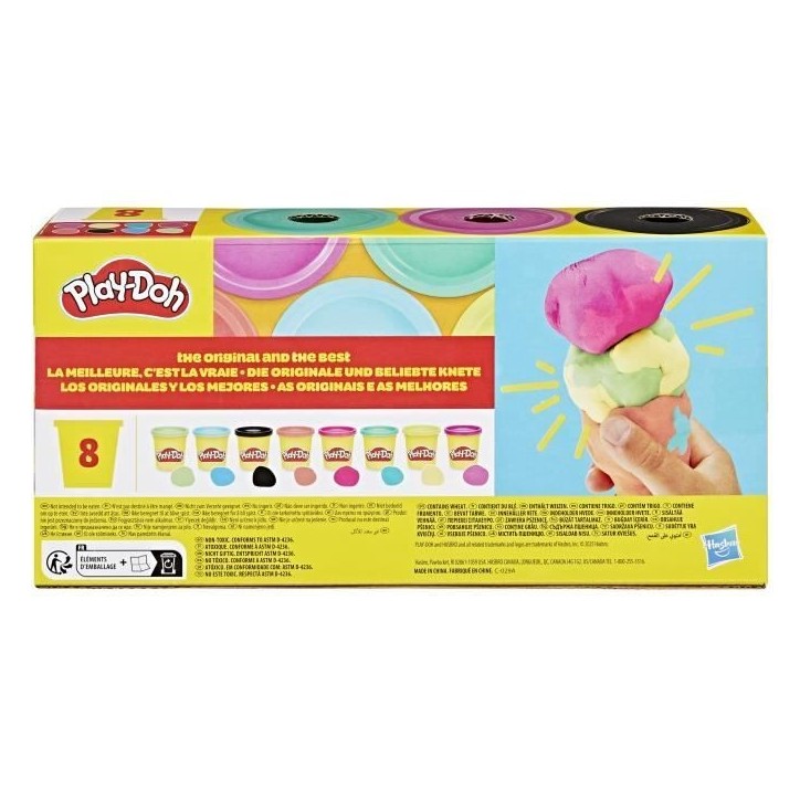 Play-Doh 8 pots couleurs vives, pots de pâte a modeler de 85 g