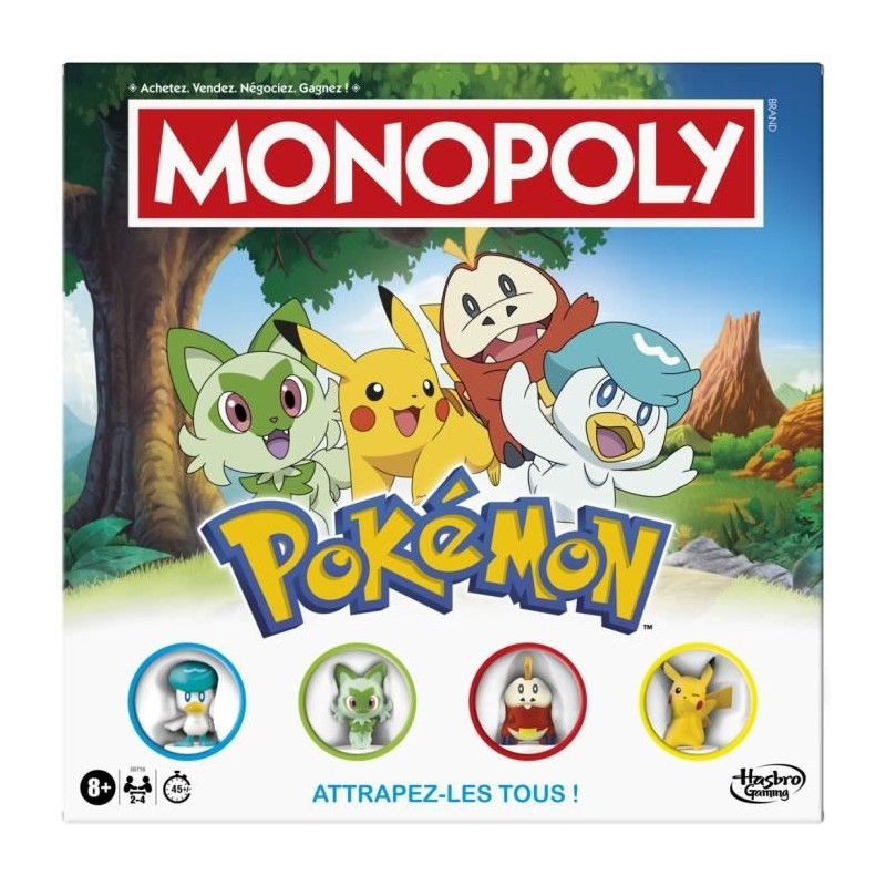 Monopoly Pokémon, jeu de société de plateau, 2 a 4 joueurs, jeux p