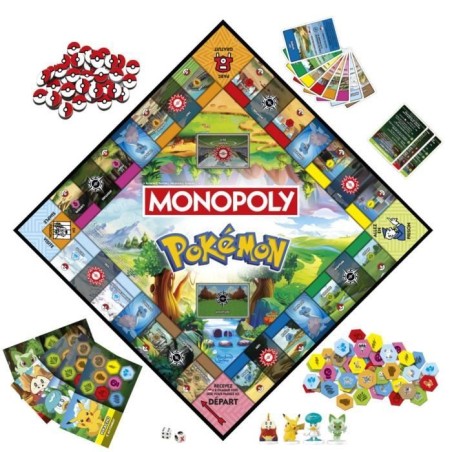 Monopoly Pokémon, jeu de société de plateau, 2 a 4 joueurs, jeux pour enfants et fans de Pokémon, env. 45 minutes, des 8 