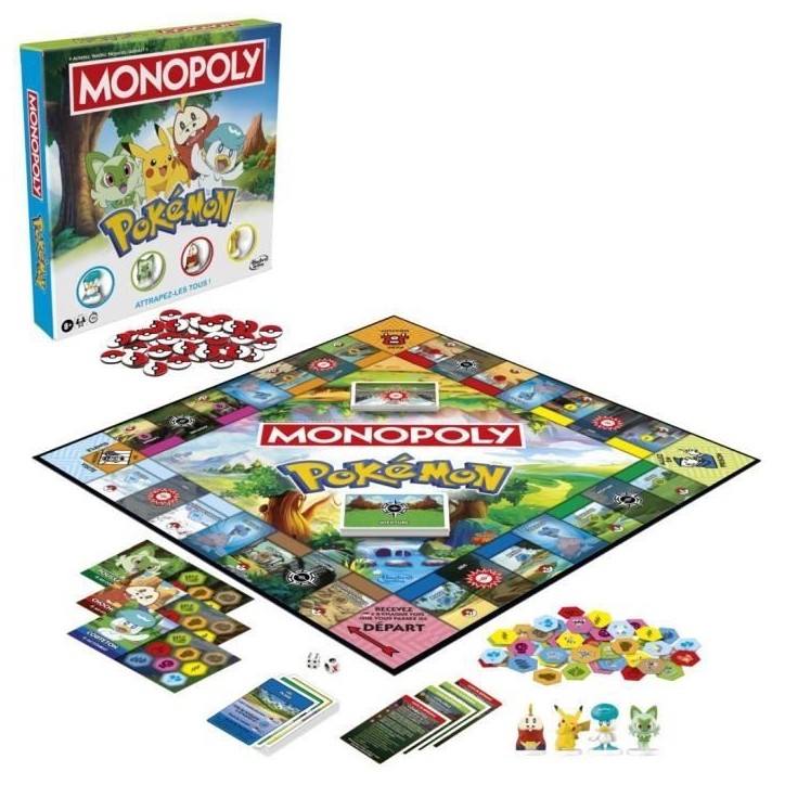 Monopoly Pokémon, jeu de société de plateau, 2 a 4 joueurs, jeux pour enfants et fans de Pokémon, env. 45 minutes, des 8 