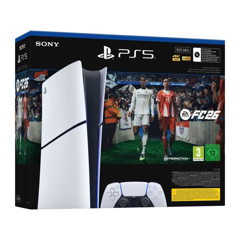 Pack PS5 Digital : Console PlayStation 5 (modele Slim) + FC26 (code da Pack PS5 Digital : Console PlayStation 5 (modele Slim) + FC26 (code da