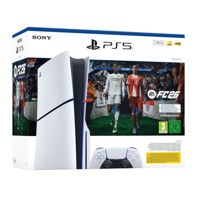 Pack PS5 Standard : Console PlayStation 5 (modele Slim) + FC26 (code d Pack PS5 Standard : Console PlayStation 5 (modele Slim) + FC26 (code d