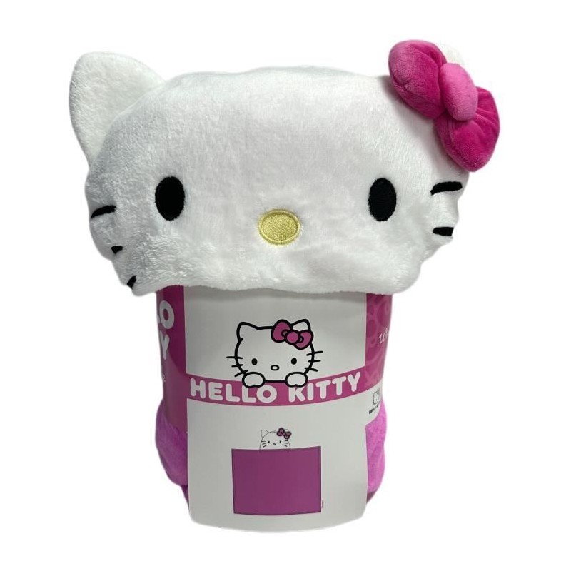Plaid polaire a capuche 3D - HELLO KITTY - Rose - 120 x 150 cm Plaid polaire a capuche 3D - HELLO KITTY - Rose - 120 x 150 cm