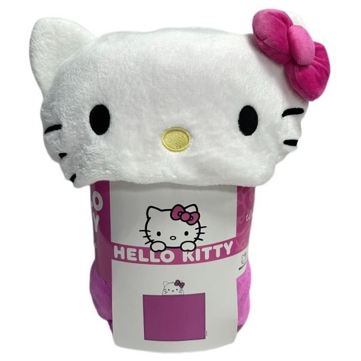 Plaid polaire a capuche 3D - HELLO KITTY - Rose - 120 x 150 cm Plaid polaire a capuche 3D - HELLO KITTY - Rose - 120 x 150 cm