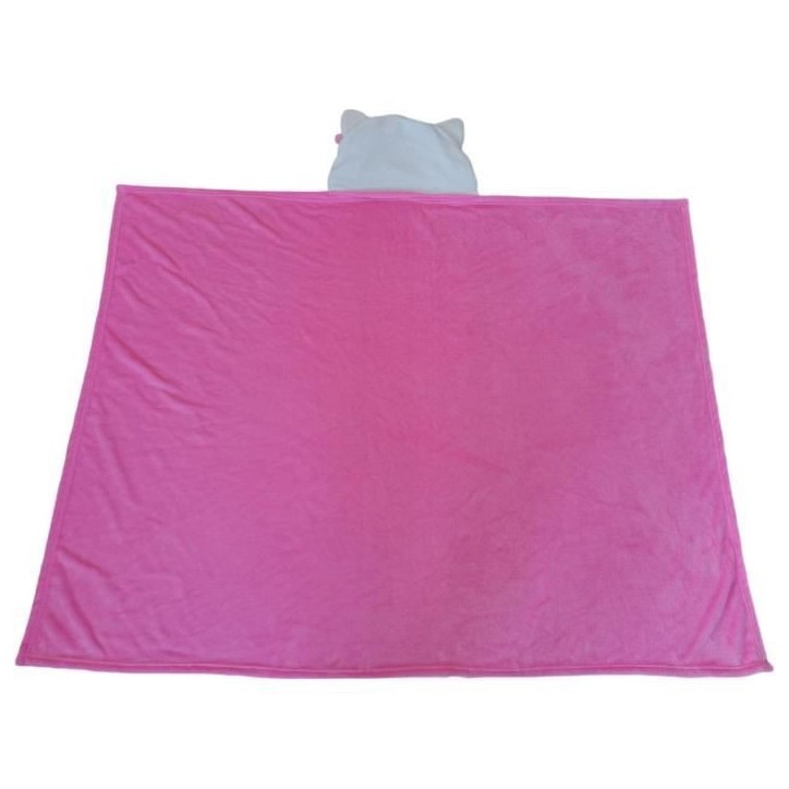 Plaid polaire a capuche 3D - HELLO KITTY - Rose - 120 x 150 cm Plaid polaire a capuche 3D - HELLO KITTY - Rose - 120 x 150 cm