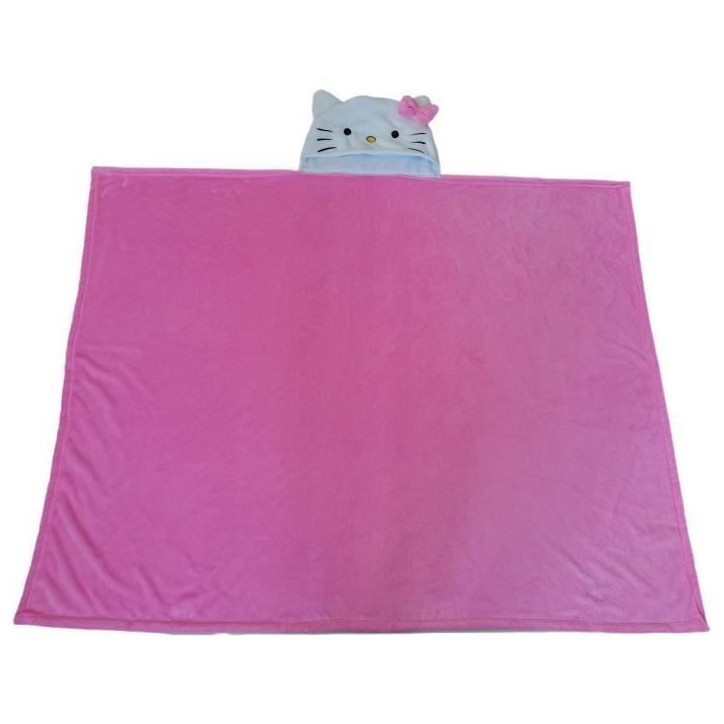 Plaid polaire a capuche 3D - HELLO KITTY - Rose - 120 x 150 cm Plaid polaire a capuche 3D - HELLO KITTY - Rose - 120 x 150 cm