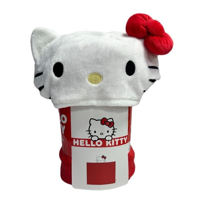 Plaid polaire a capuche 3D - HELLO KITTY - Rouge - 120 x 150 cm Plaid polaire a capuche 3D - HELLO KITTY - Rouge - 120 x 150 cm