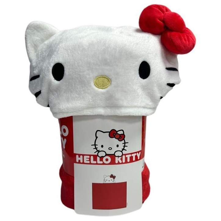 Plaid polaire a capuche 3D - HELLO KITTY - Rouge - 120 x 150 cm Plaid polaire a capuche 3D - HELLO KITTY - Rouge - 120 x 150 cm