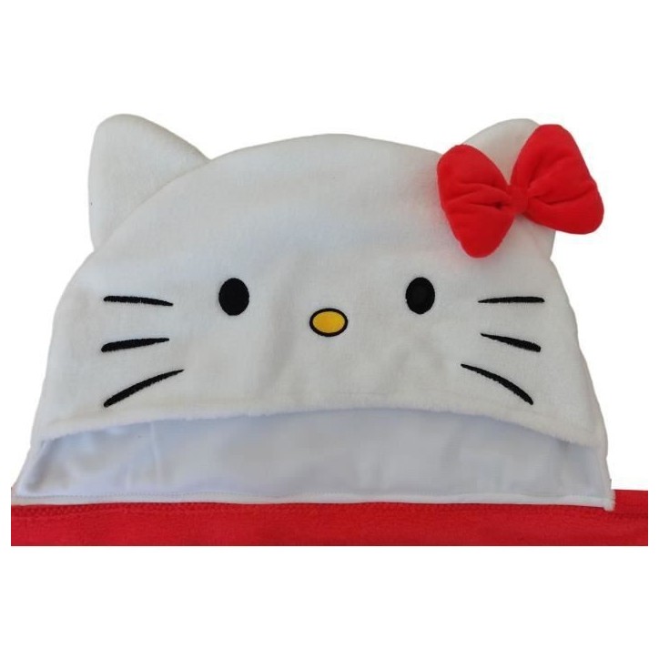 Plaid polaire a capuche 3D - HELLO KITTY - Rouge - 120 x 150 cm Plaid polaire a capuche 3D - HELLO KITTY - Rouge - 120 x 150 cm