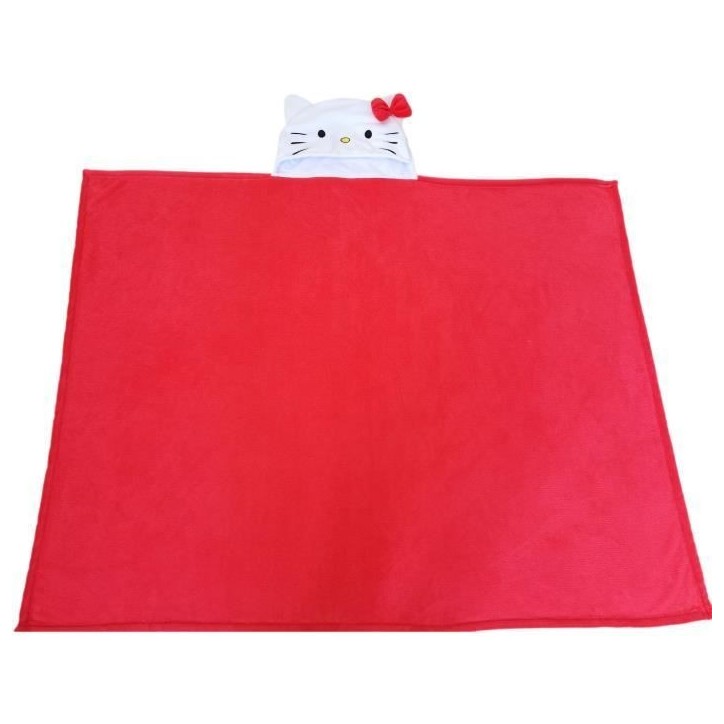 Plaid polaire a capuche 3D - HELLO KITTY - Rouge - 120 x 150 cm Plaid polaire a capuche 3D - HELLO KITTY - Rouge - 120 x 150 cm