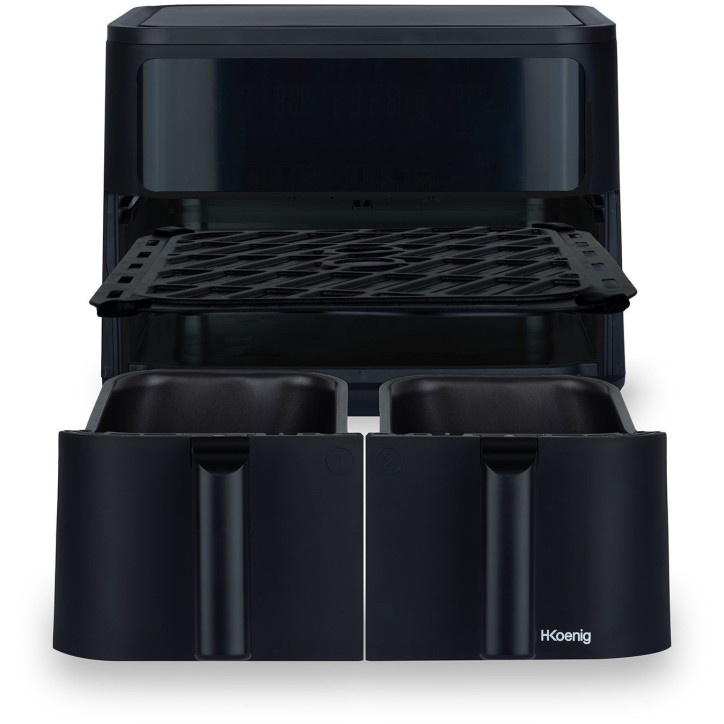 Friteuse sans huile HKoeNIG - FRY900 - Capacité 9L - Double cuve 4,5L - 8 programmes de cuisson - 2400W Friteuse sans huile HKoeNIG - FRY900 - Capacité 9L - Double cuve 4,5L - 8 programmes de cuisson - 2400W