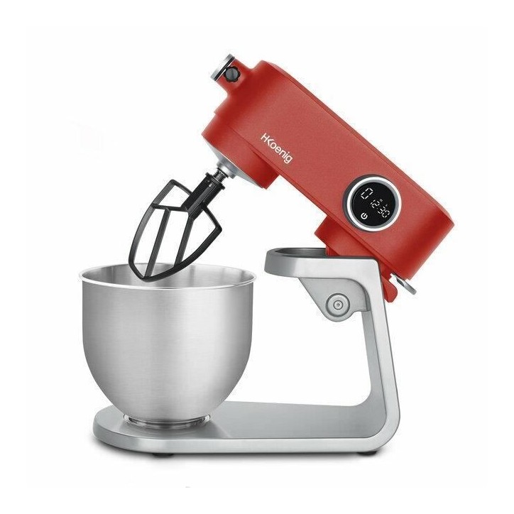 Robot pâtissier - HKoeNIG - KM124 - 5L - 8 vitesses - Rouge mat et argent