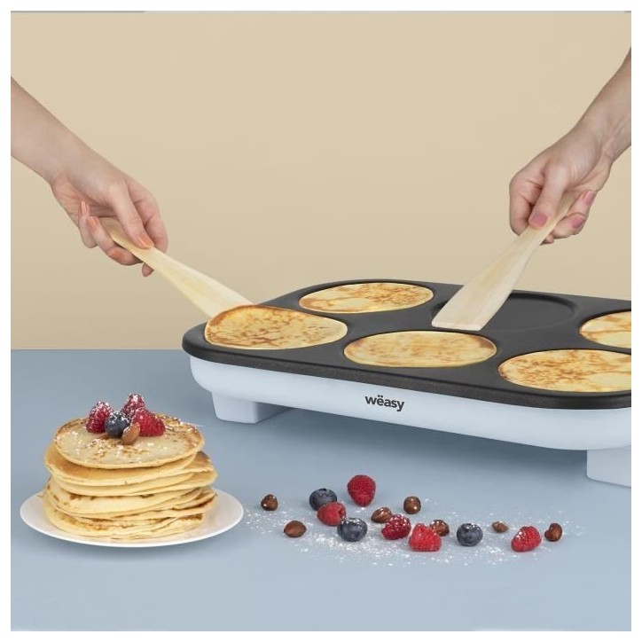 Crepiere WEASY - GOO60 - Crepes et Pancakes - 6 emplacements - Revetement anti-adhésif - Température jusqu'a 240°C - 1500W Crepiere WEASY - GOO60 - Crepes et Pancakes - 6 emplacements - Revetement anti-adhésif - Température jusqu'a 240°C - 1500W