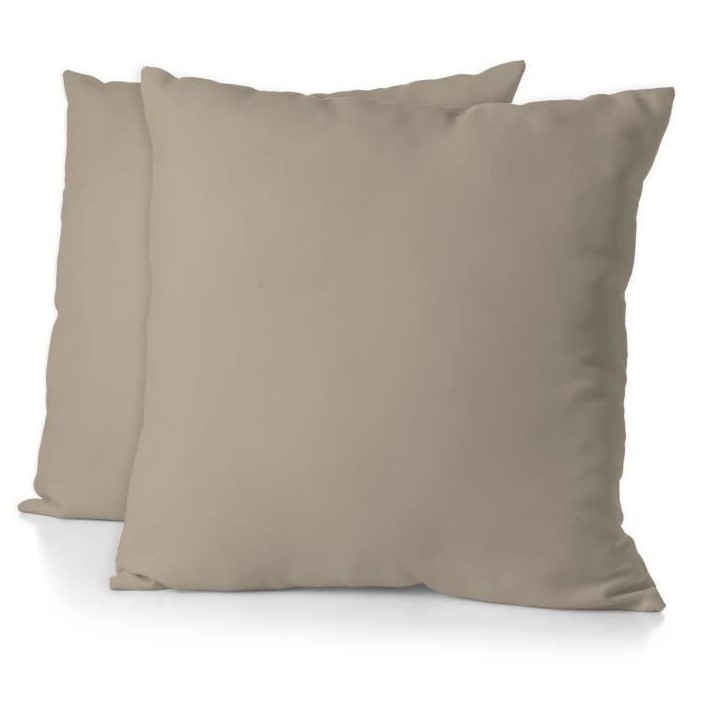 Lot de 2 taies d'oreiller - HOME LINGE PASSION - HP72092 - Microfibre 82 g - 63 x 63 cm - Beige