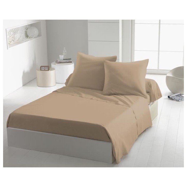 Lot de 2 taies d'oreiller - HOME LINGE PASSION - HP72092 - Microfibre 82 g - 63 x 63 cm - Beige