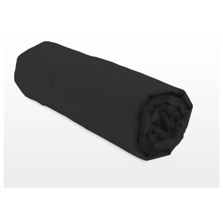 Drap housse - HOME LINGE PASSION - HP72106 - Microfibre 82 g - 160 x 200 cm - Bonnet 30 cm - Noir