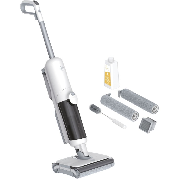 HOOVER HW500 - Aspirateur Balai Laveur sans Fil Eau et Poussiere - Double Rouleau - Moteur Haute Performance 230W