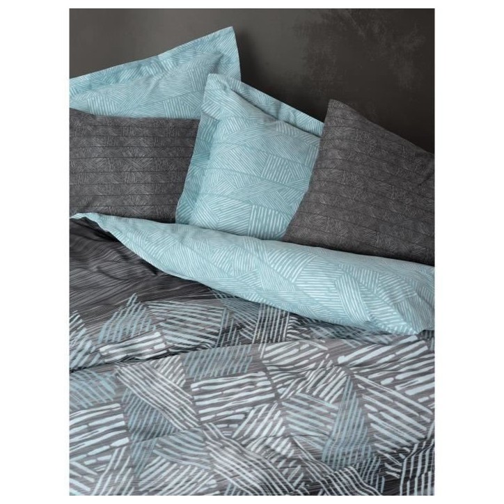 Parure de lit - 1 housse de couette 220 x 240 cm + 2 taies d'oreiller 60 x 60 cm - 100% coton renforcé - Anthracite