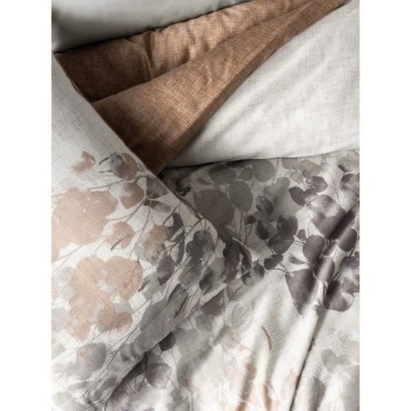 Parure de lit - 1 housse de couette 220 x 240 cm + 2 taies d'oreiller 60 x 60 cm - Satiné 100% coton - Gris