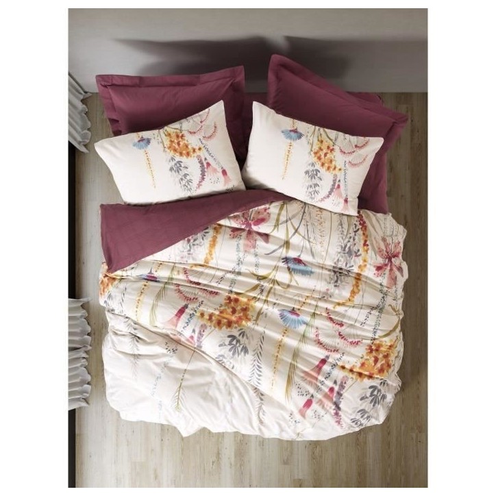 Parure de lit - 1 housse de couette 220 x 240 cm + 2 taies d'oreiller 60 x 60 cm - 100% coton renforcé - Rouge