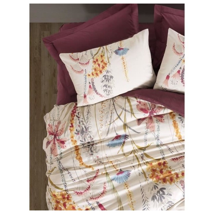 Parure de lit - 1 housse de couette 220 x 240 cm + 2 taies d'oreiller 60 x 60 cm - 100% coton renforcé - Rouge