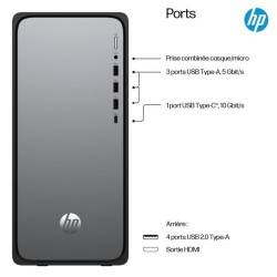 PC de Bureau HP OmniDesk M02-0104nf - Windows 11 - Core i5-14400 - RAM