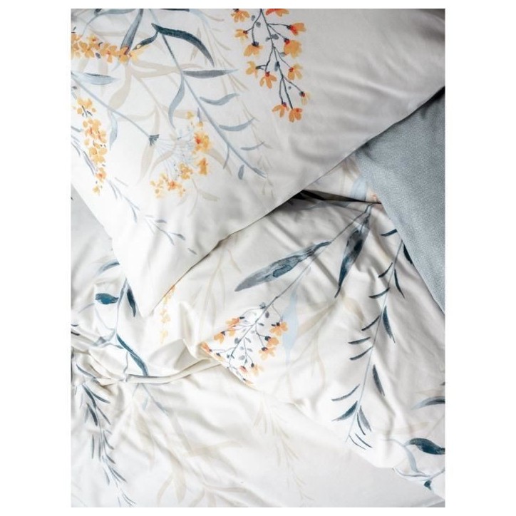 Parure de lit - 1 housse de couette 220 x 240 cm + 2 taies d'oreiller 60 x 60 cm - 100% coton renforcé - Bleu