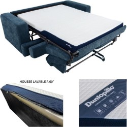 Canapé convertible express - 3 places - IGOR - Tissu gauffré - Saphi