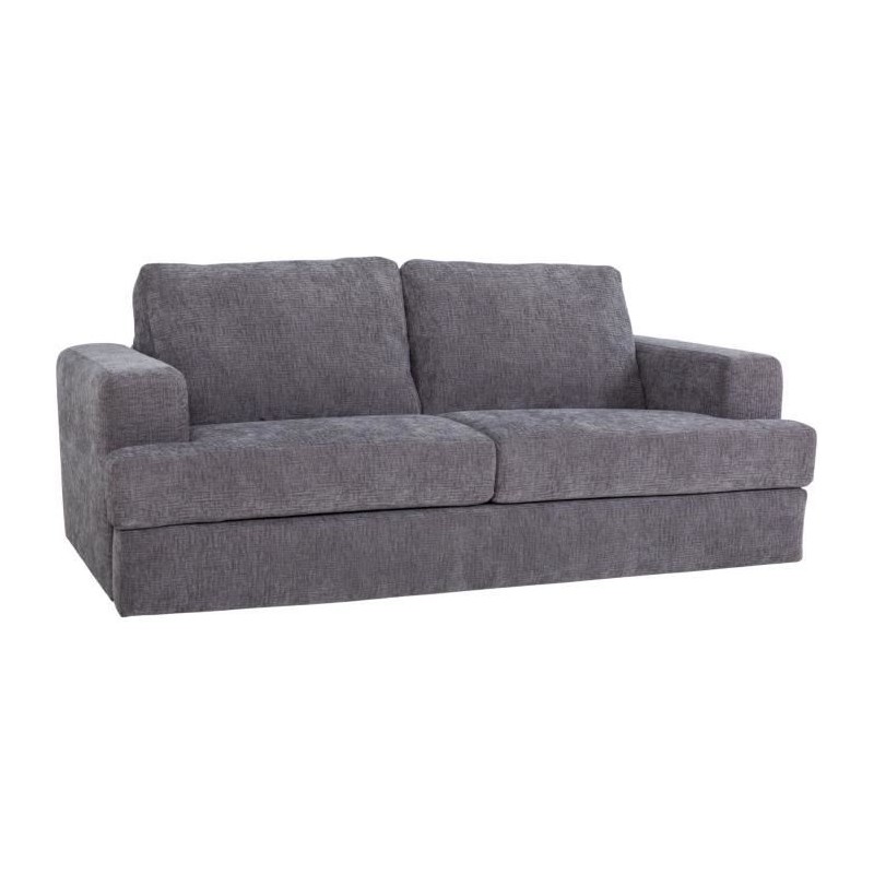 Canapé convertible express - 3 places - IGOR - Tissu gauffré - Gris