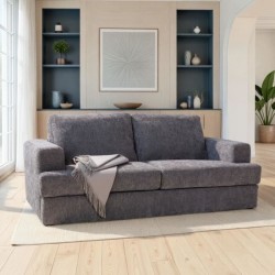 Canapé convertible express - 3 places - IGOR - Tissu gauffré - Gris