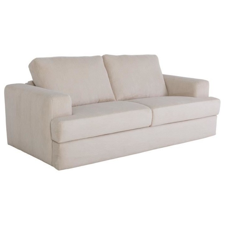 Canapé convertible express - 3 places - IGOR - Tissu velours côtelé - Perle - Matelas 15 cm - 231 x 107 x 90 cm Canapé convertible express - 3 places - IGOR - Tissu velours côtelé - Perle - Matelas 15 cm - 231 x 107 x 90 cm